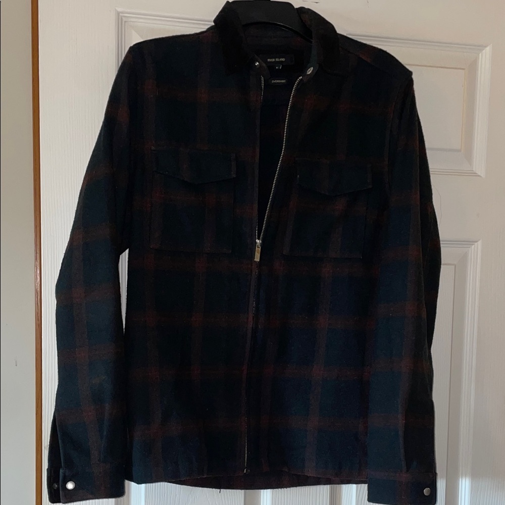 River Island Dark Plaid Shirt Jacket